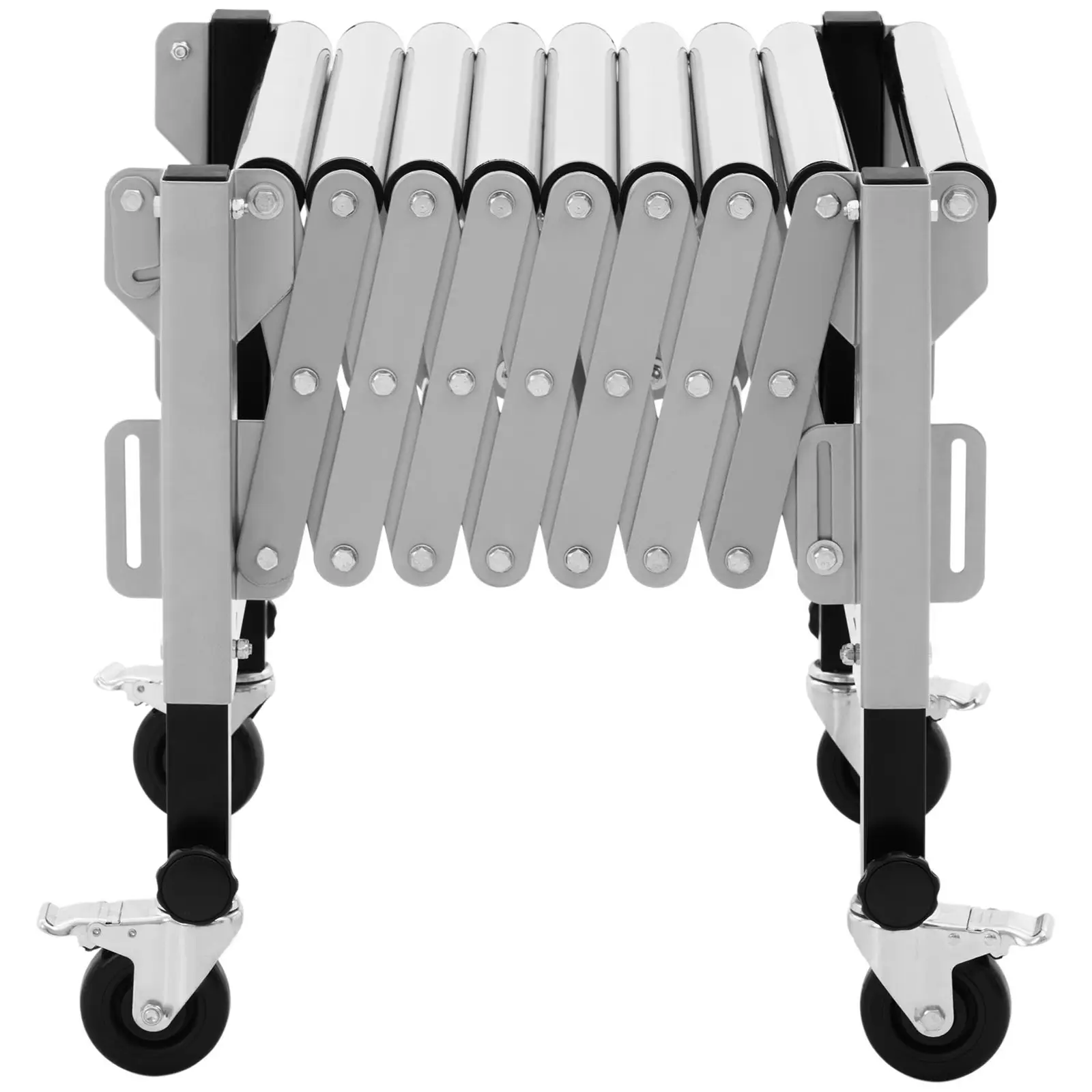 Convoyeur à rouleaux - 130 kg - 147 cm - 9 rouleaux - Réglable en hauteur - Pliable (Couleur(s): Argenté)