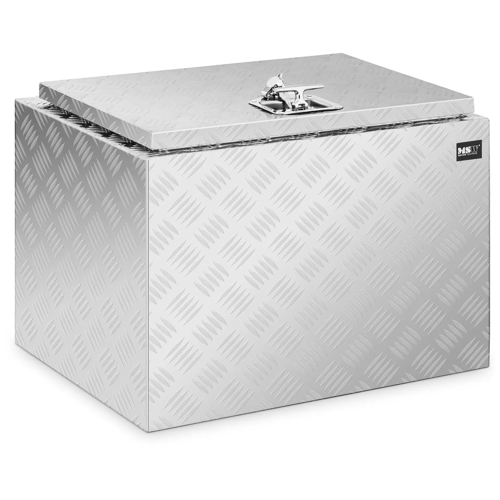 Levně Hliníkový box rýhovaný plech 45 x 60 x 45 cm 120 L uzamykatelný - Hliníkové kufříky na nářadí MSW