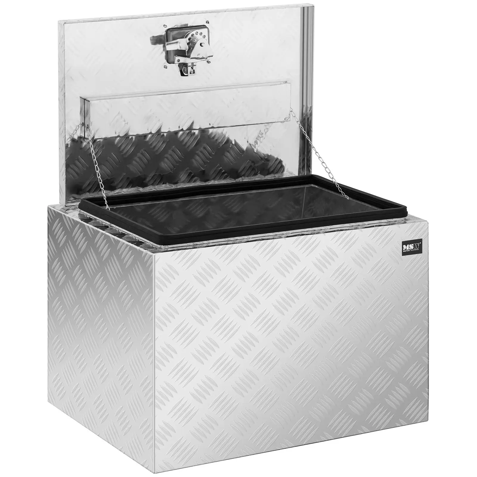 Hliníkový box - rýhovaný plech - 45 x 60 x 45 cm - 120 L - uzamykatelný (Tloušťka materiálu: 1.8 mm)