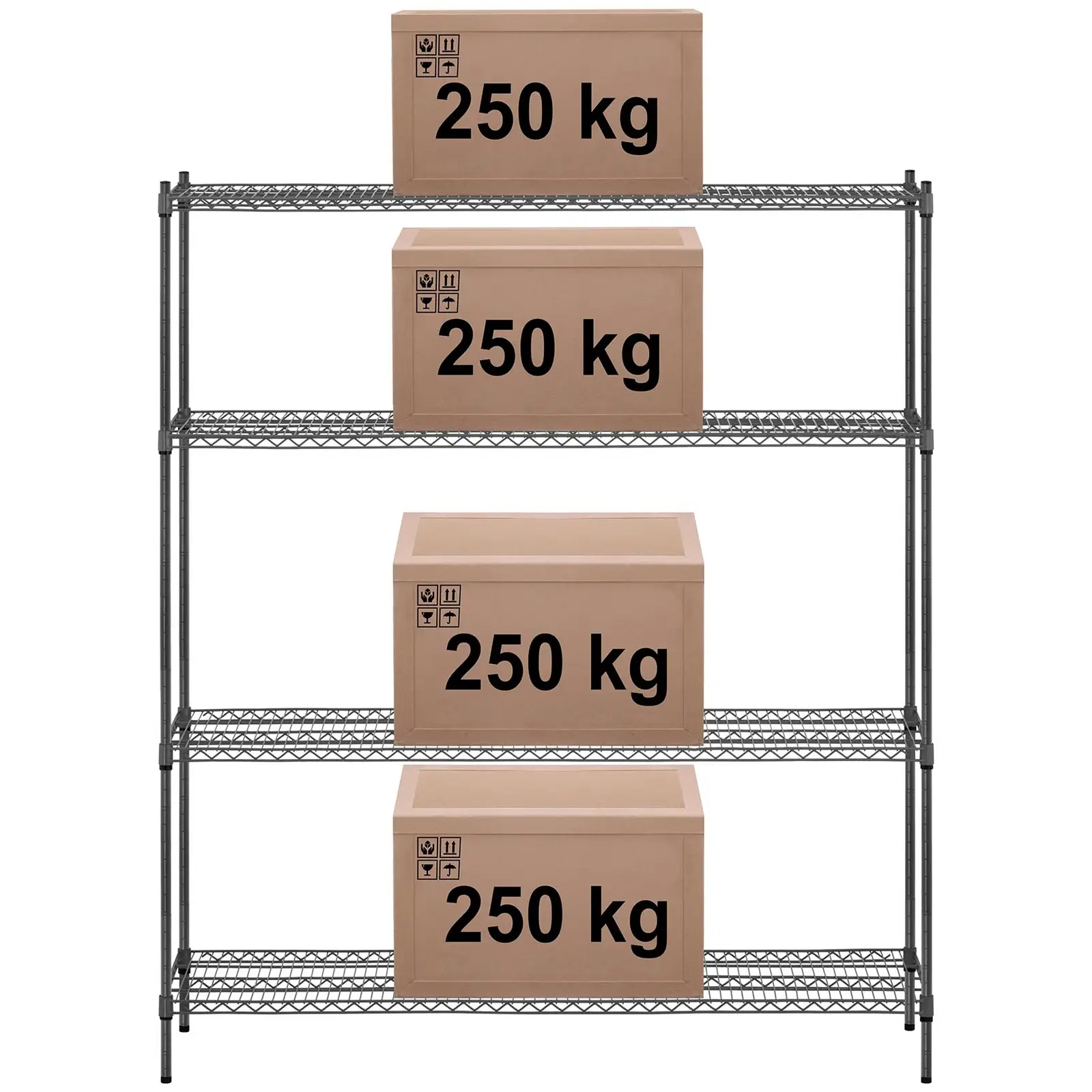 Förvaringshylla i metall - 150 x 45 x 180 cm - 1000 kg - Grå