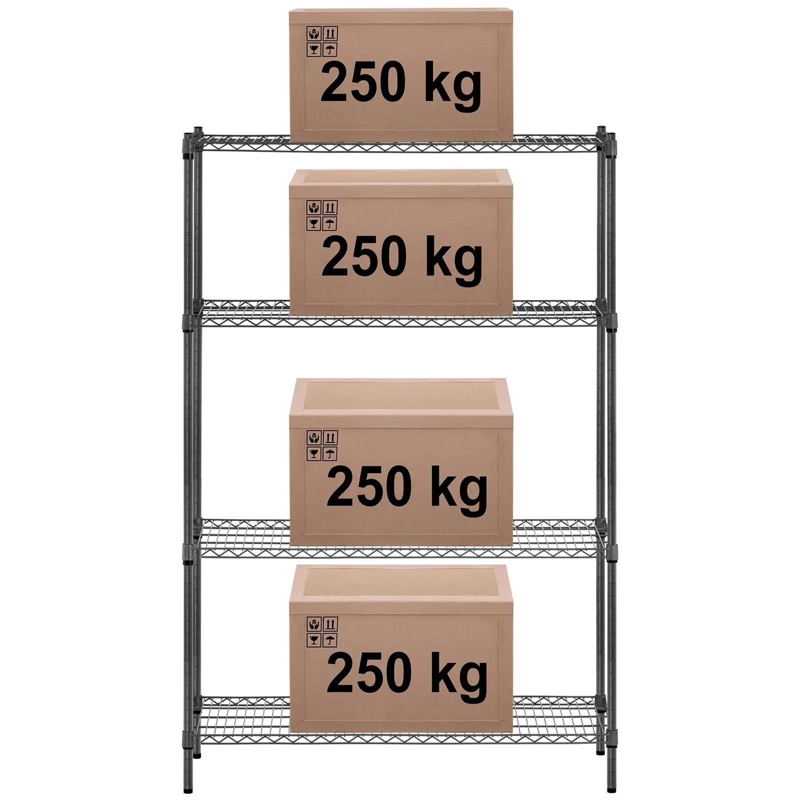 Förvaringshylla i metall - 120 x 45 x 180 cm - 1000 kg - Grå