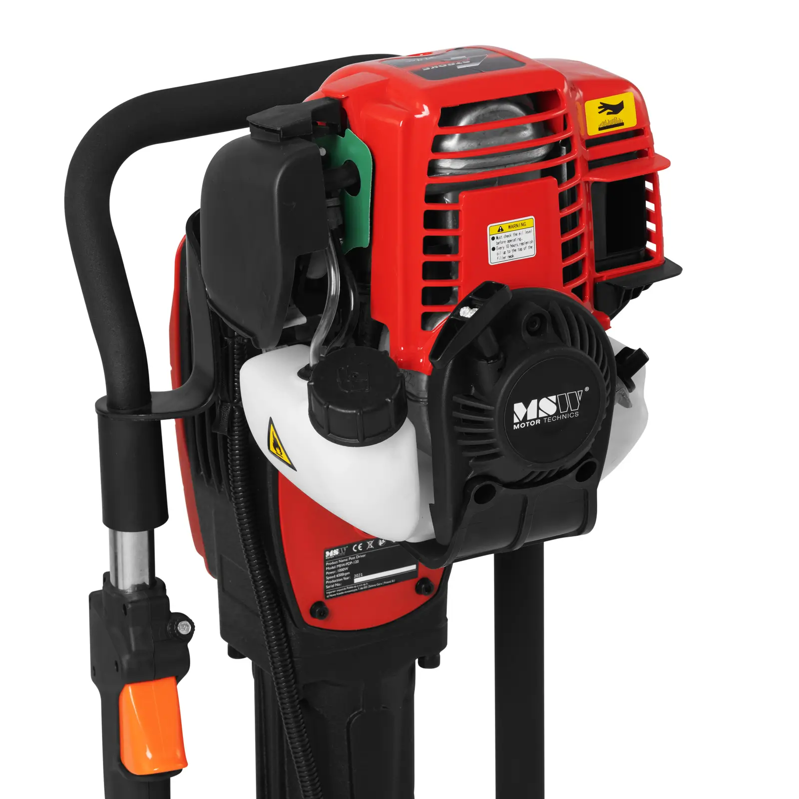 Benzínové beranidlo - průměr 120 mm - 870 W - 1,3 Nm / 5 500 ot/min - 25–50 J (Specifická spotřeba paliva [g/kWh]: <=480)