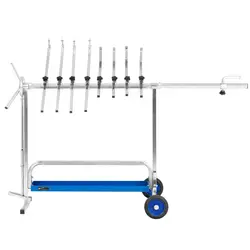 Rotating Panel Stand - 8 holding arms - wheels - shelf