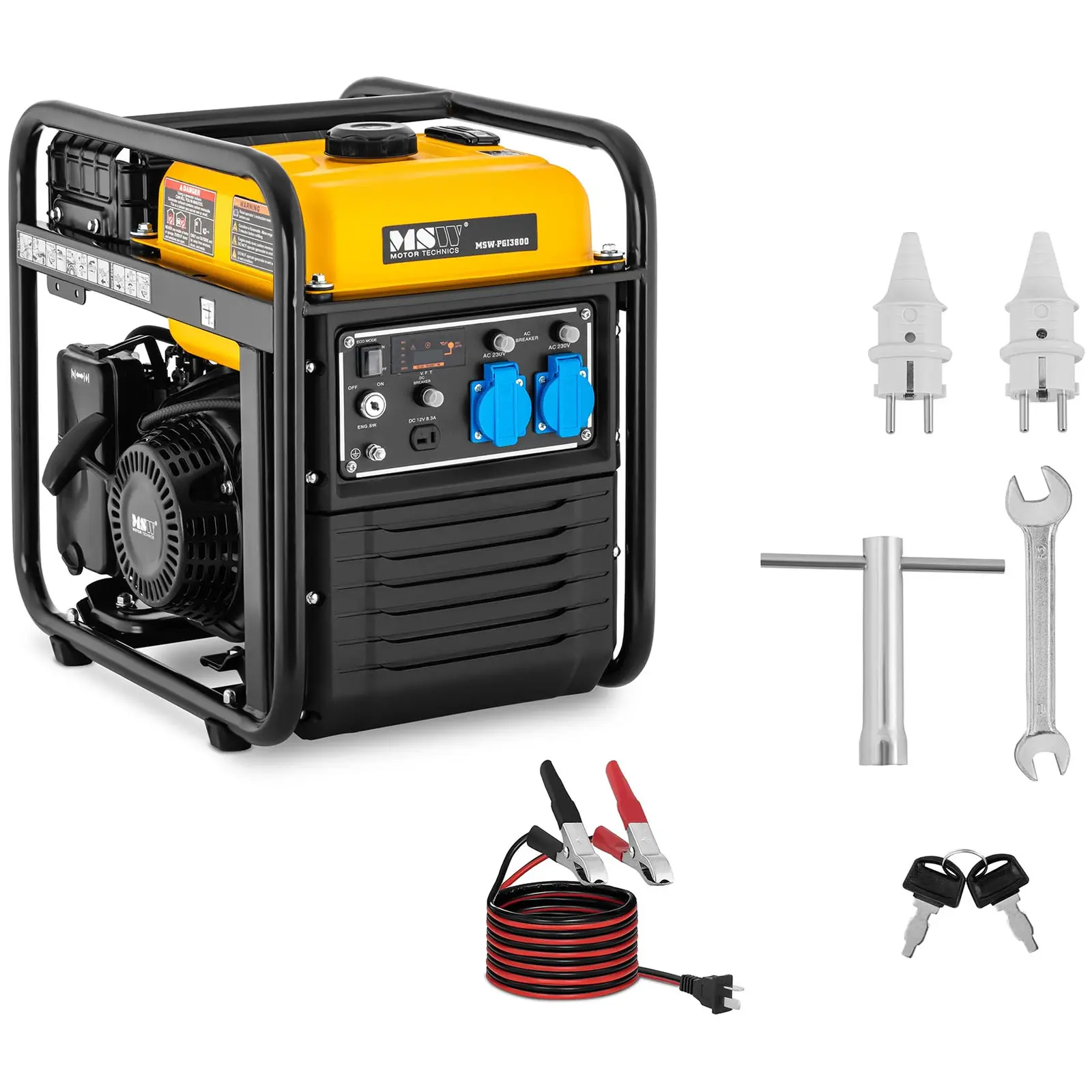 Groupe électrogène essence - Avec onduleur - 3800 W - 230 V CA / 12 V CC - Démarreur à tirette