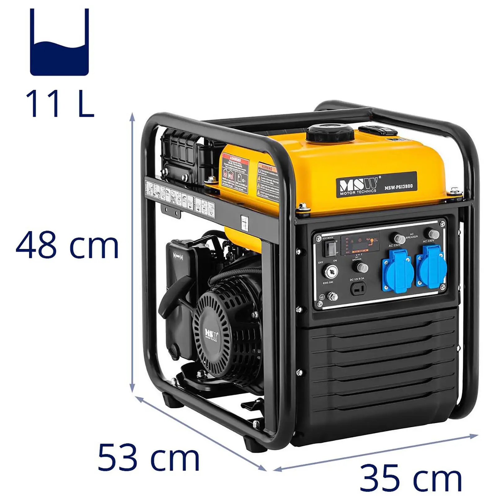 Generatore di corrente a benzina  - Inverter - 3800 W - 230 V CA / 12 V CC - Avvio tramite cavo (Modulazione di larghezza d'impulso (PWM): Sì)