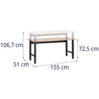 Workbench - 155 x 51 cm - height adjustable 72.5 - 106.7 cm - 680 kg