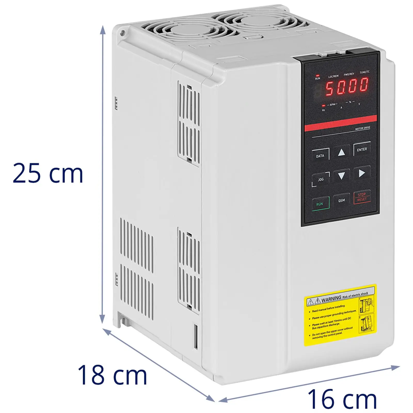 Měnič frekvence VFD - 7,5 kW / 10 hp - 380 V - 0-300 Hz - LED (Ochrana proti zkratu: Ano)