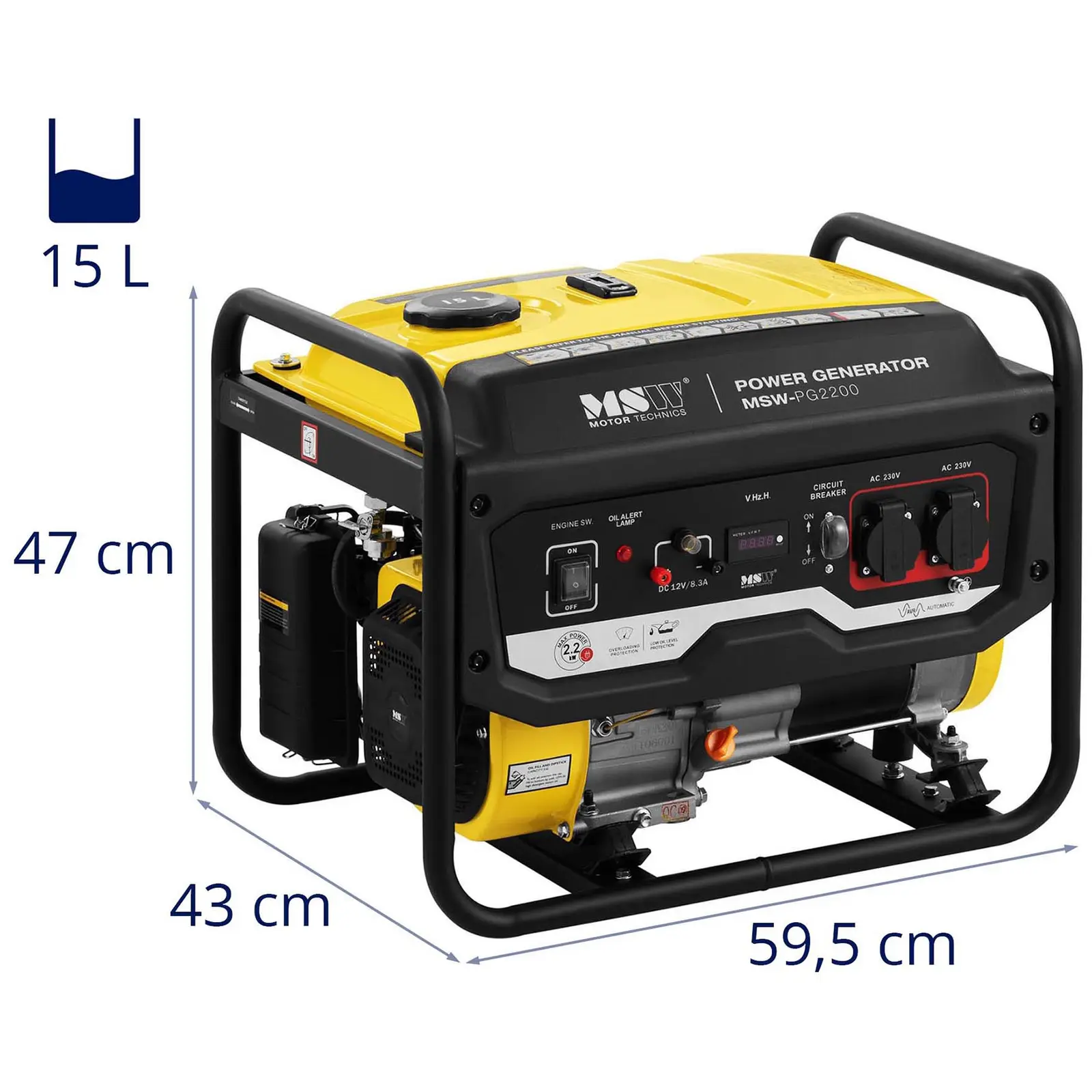 Occasion Groupe électrogène à essence - 2200 W - 230 V AC - Lancement manuel