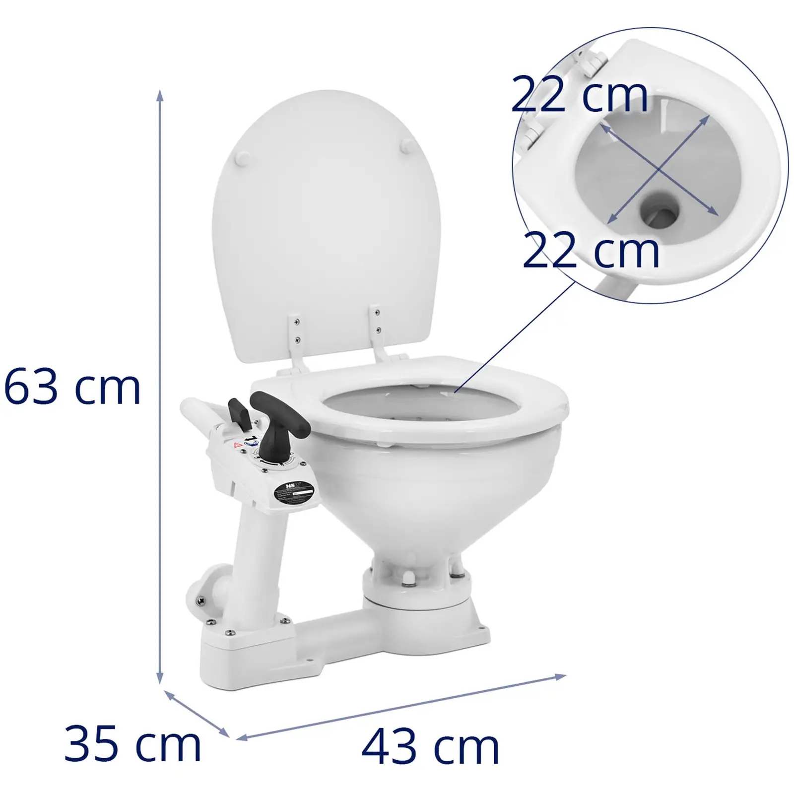 WC para embarcación con bomba de mano - taza cerámica - cómodo y compacto