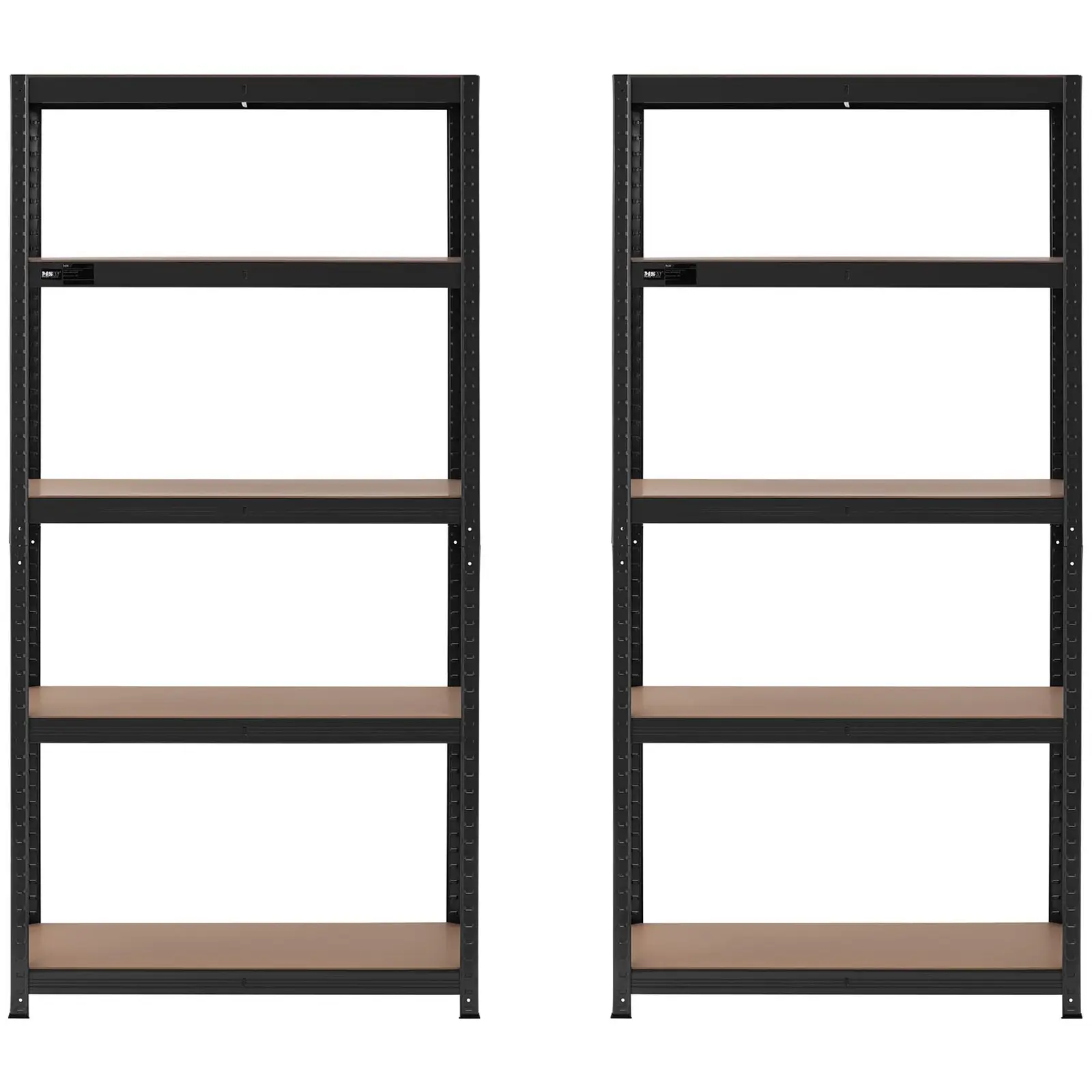 Schwerlastregal - 90 x 40 x 180 cm - für 5 x 175 kg - Schwarz - 2 Stk.