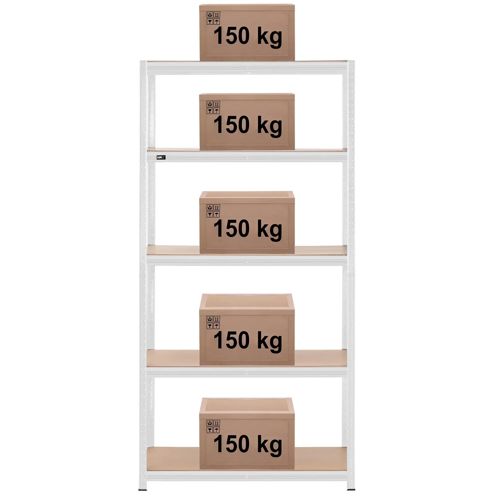 Zátěžový regál - 100 x 60 x 200 cm - pro 5 x 150 kg - šedý (Materiál: Pozinkovaná ocel)