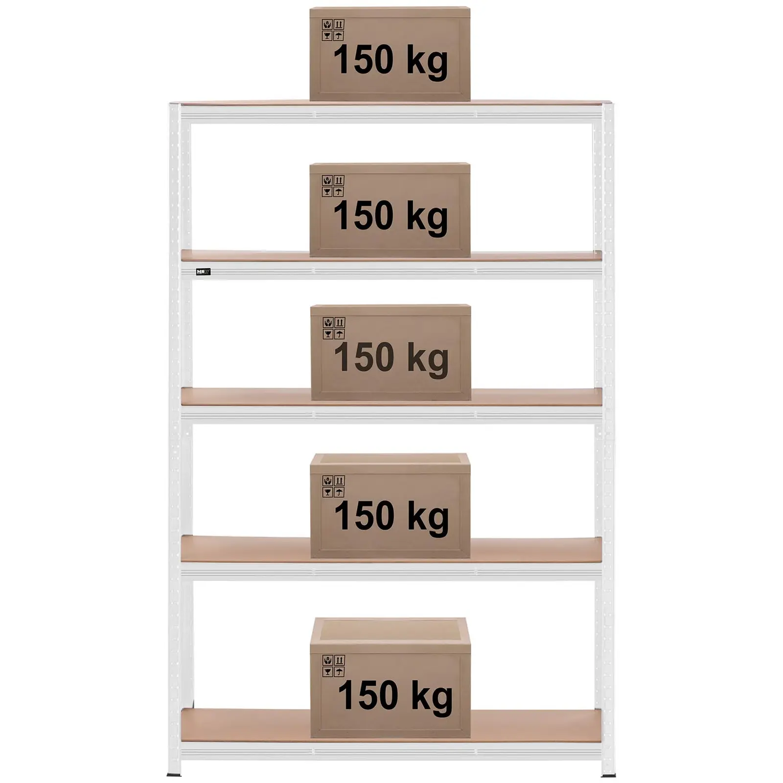 Zátěžový regál - 120 x 40 x 180 cm - pro 5 x 150 kg - šedý (Materiál: Pozinkovaná ocel)