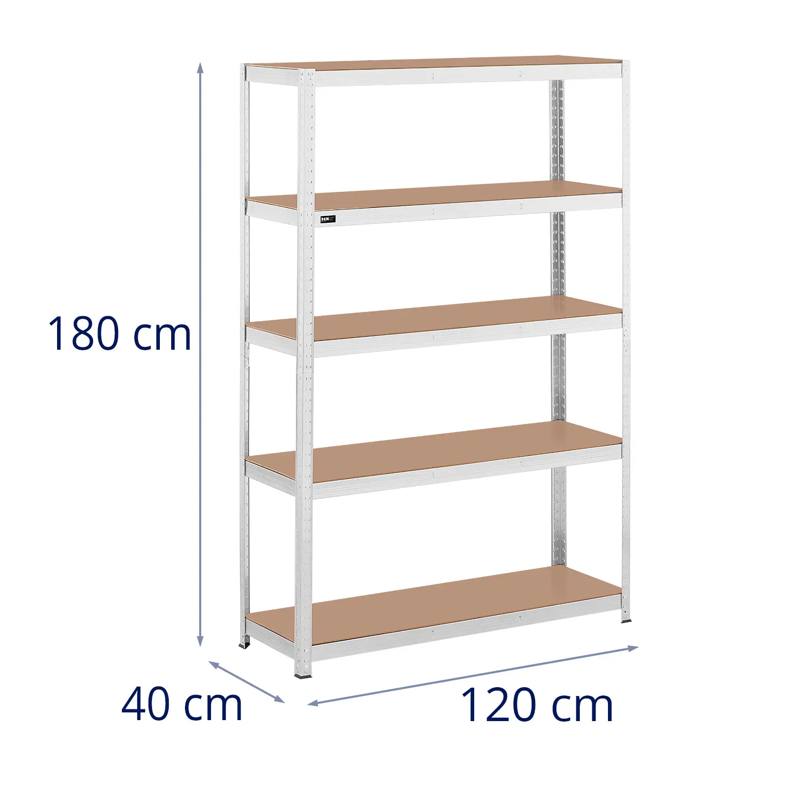 Μεταλλική σχάρα αποθήκευσης - 120 x 40 x 180 cm - για 5 x 150 kg - Γκρι