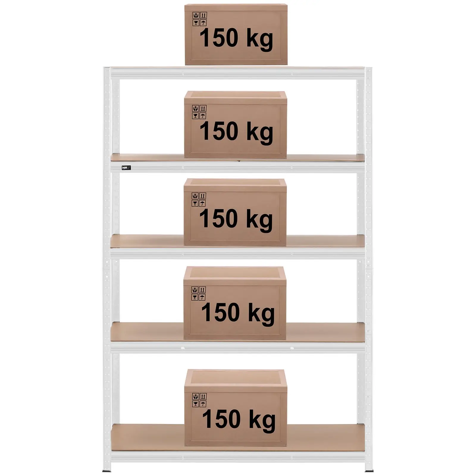 Varastohylly - 120 x 60 x 180 cm - kuormitettavuus 5 x 150 kg - harmaa