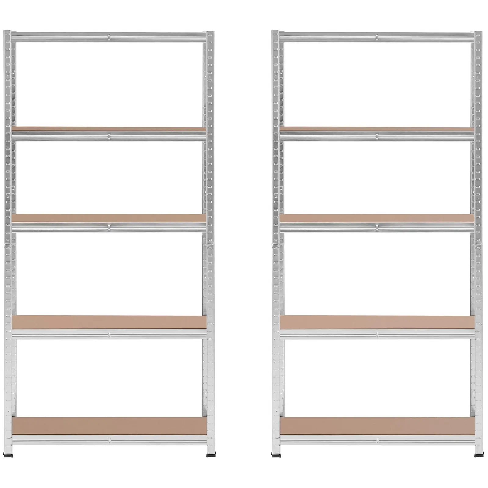 Regały magazynowe - 90 x 30 x 180 cm - 5 x 175 kg - szare - 2 szt.