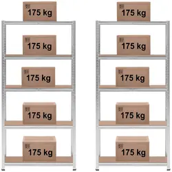 Metal storage rack - 90 x 30 x 180 cm - for 5 x 175 kg - 2 pcs.