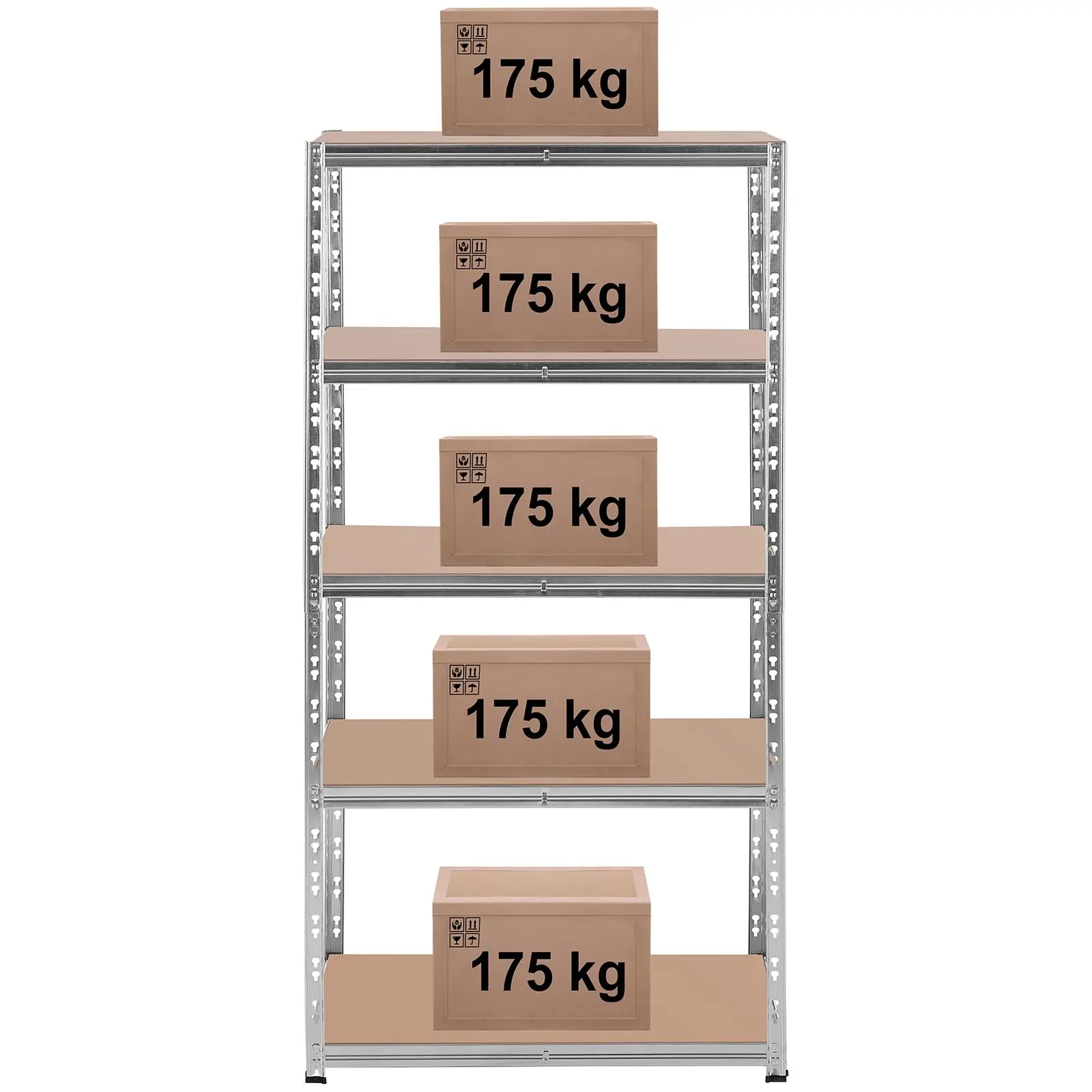 Regał magazynowy - 90 x 60 x 180 cm - 5 x 175 kg - szary