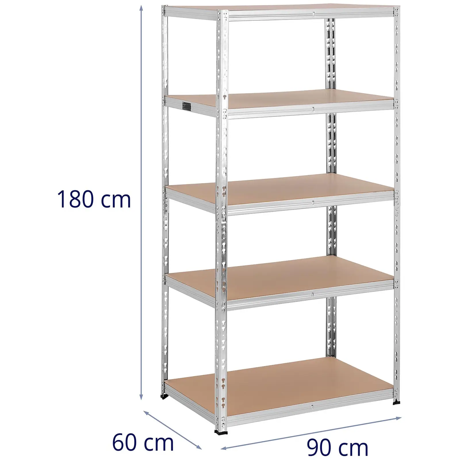 Estantería industrial - 90 x 60 x 180 cm - 5 x 175 kg - Gris