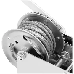 Hand winch - 1100 kg - steel cable 10 m - 2 ways - 2 speeds - ratio 4:1/8:1