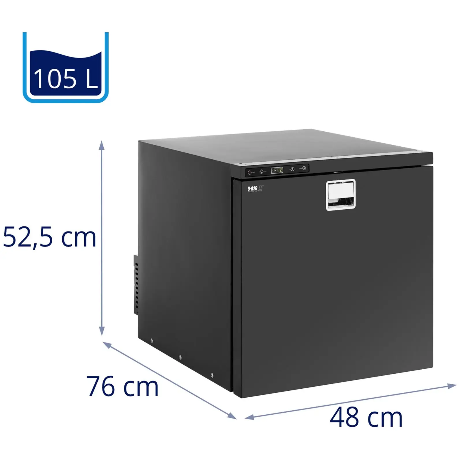 Refrigerador para automóvil - 105 L - -12 - 10 °C - 12/24 V - acero