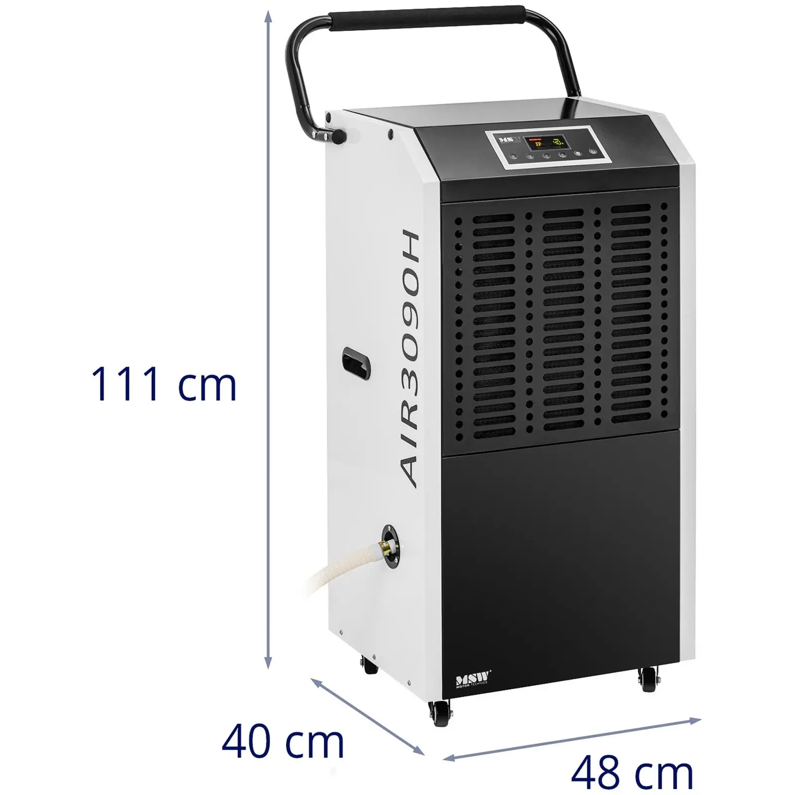 Deumidificatore elettrico professionale - 138 l / 24 h - 120 - 170 m² - 1129 m³/h - Con maniglia