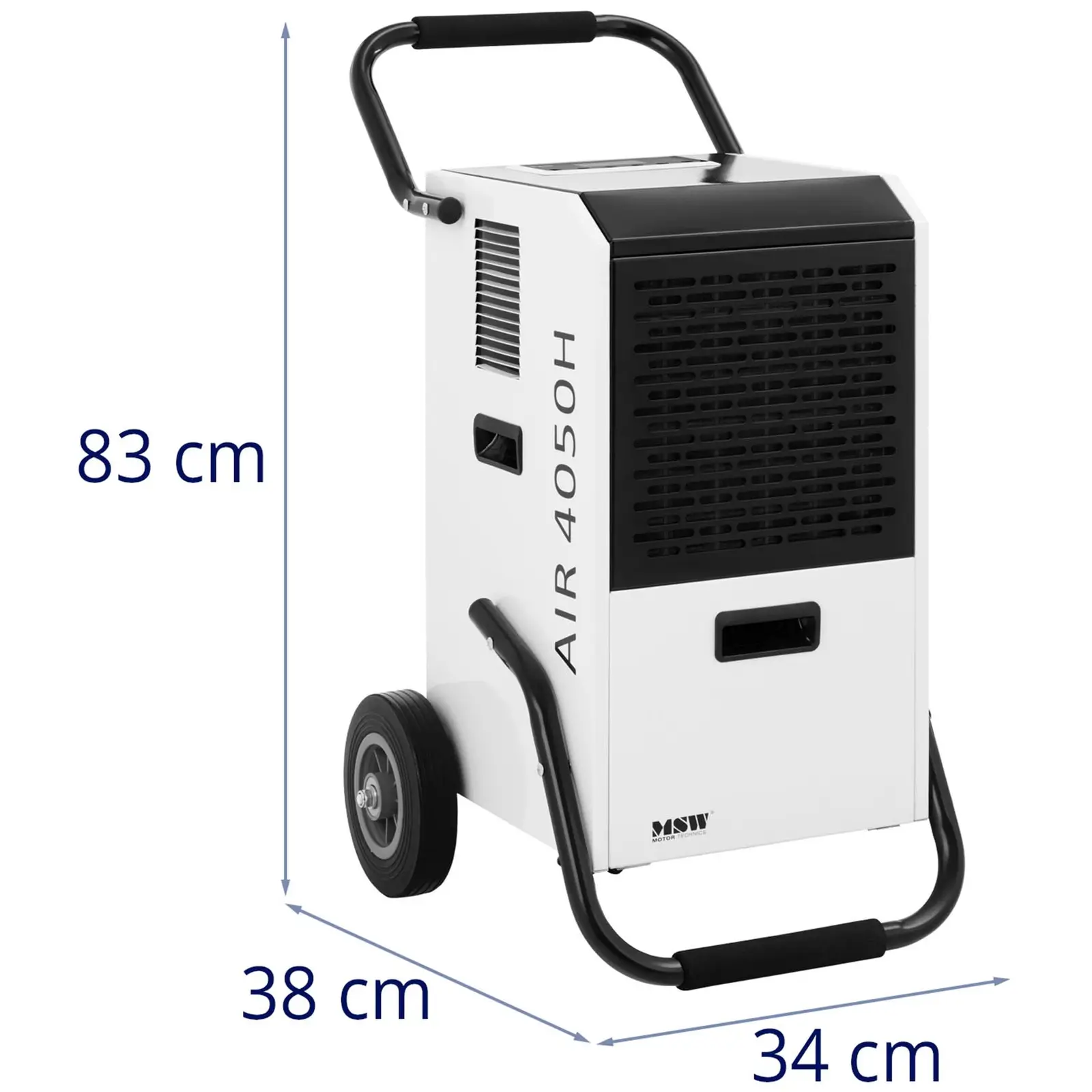 Deumidificatore elettrico professionale - 50 l / 24 h - 40 - 65 m² - 628 m³/h - 7 L - Con maniglia