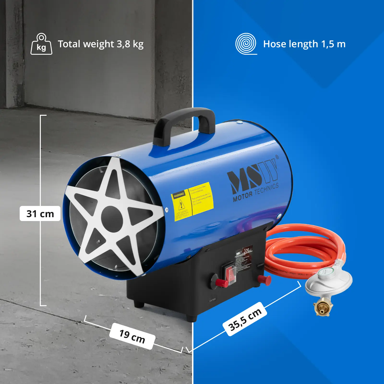 Încălzitor pe gaz - 30000 W - 310 m² - aprindere manuală (Frecvența [Hz]: 50)