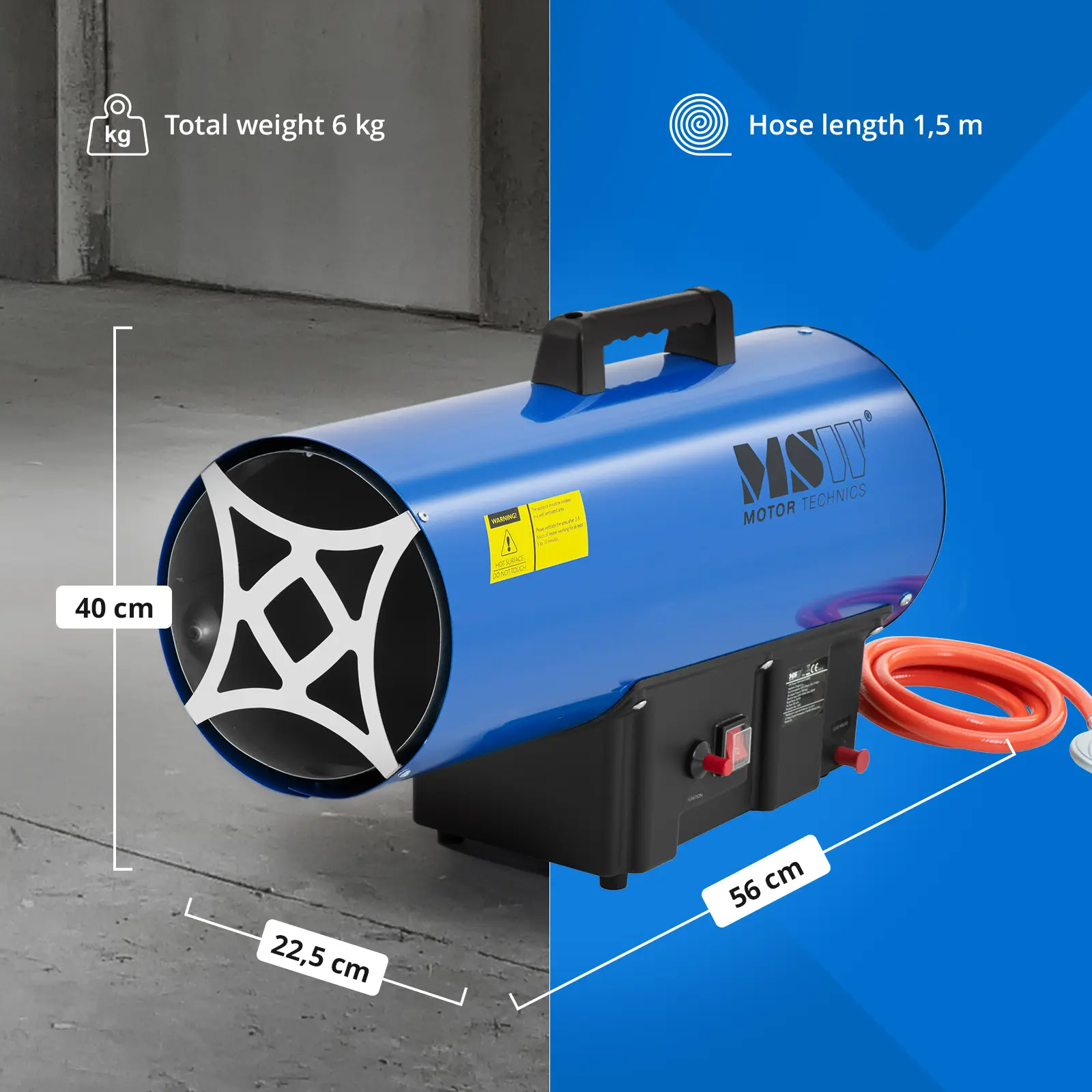 Nagrzewnica gazowa - 30000 W - 310 m² - zapłon ręczny (Częstotliwość [Hz]: 50)
