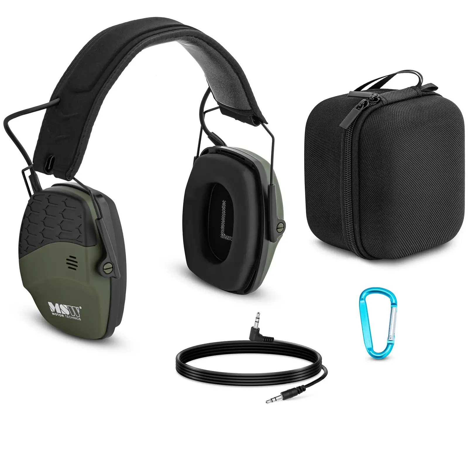 Levně Pracovní sluchátka s Bluetooth dynamická regulace vnějšího hluku zelená barva - Ochranné pracovní pomůcky MSW