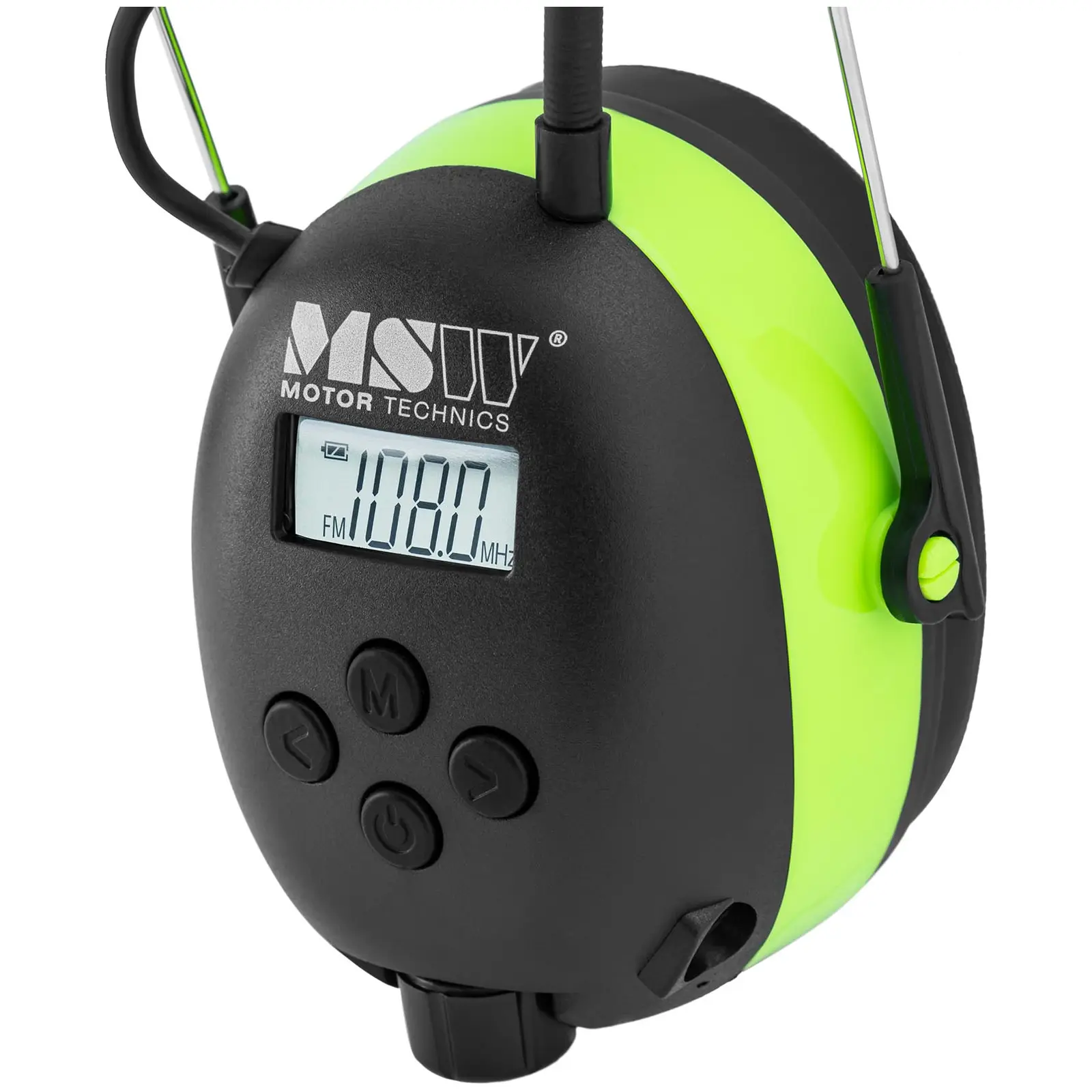 Høreværn med bluetooth - mikrofon - LCD-display - batteri - grønt