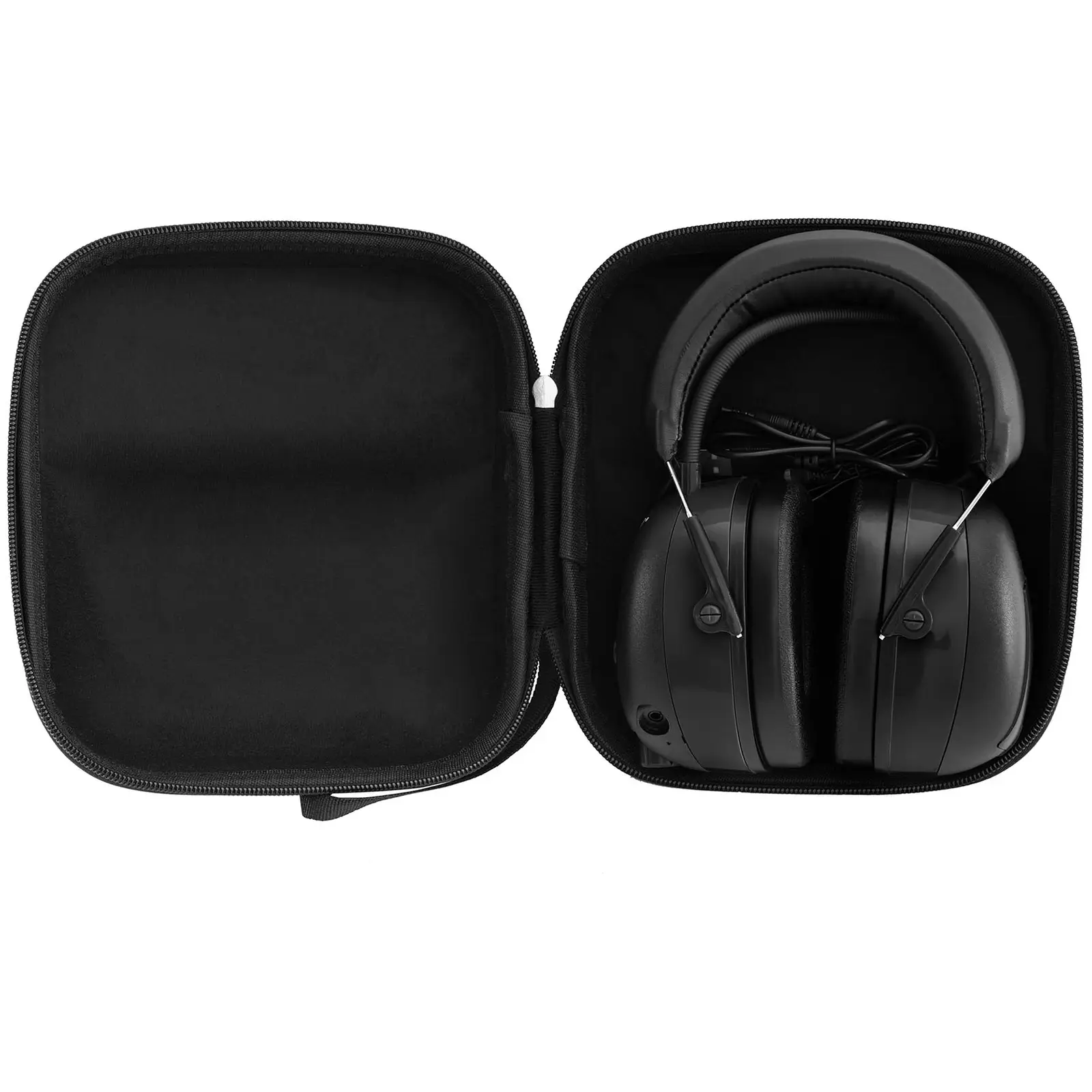 Pracovní sluchátka s Bluetooth - mikrofon - LCD displej - baterie - černá barva