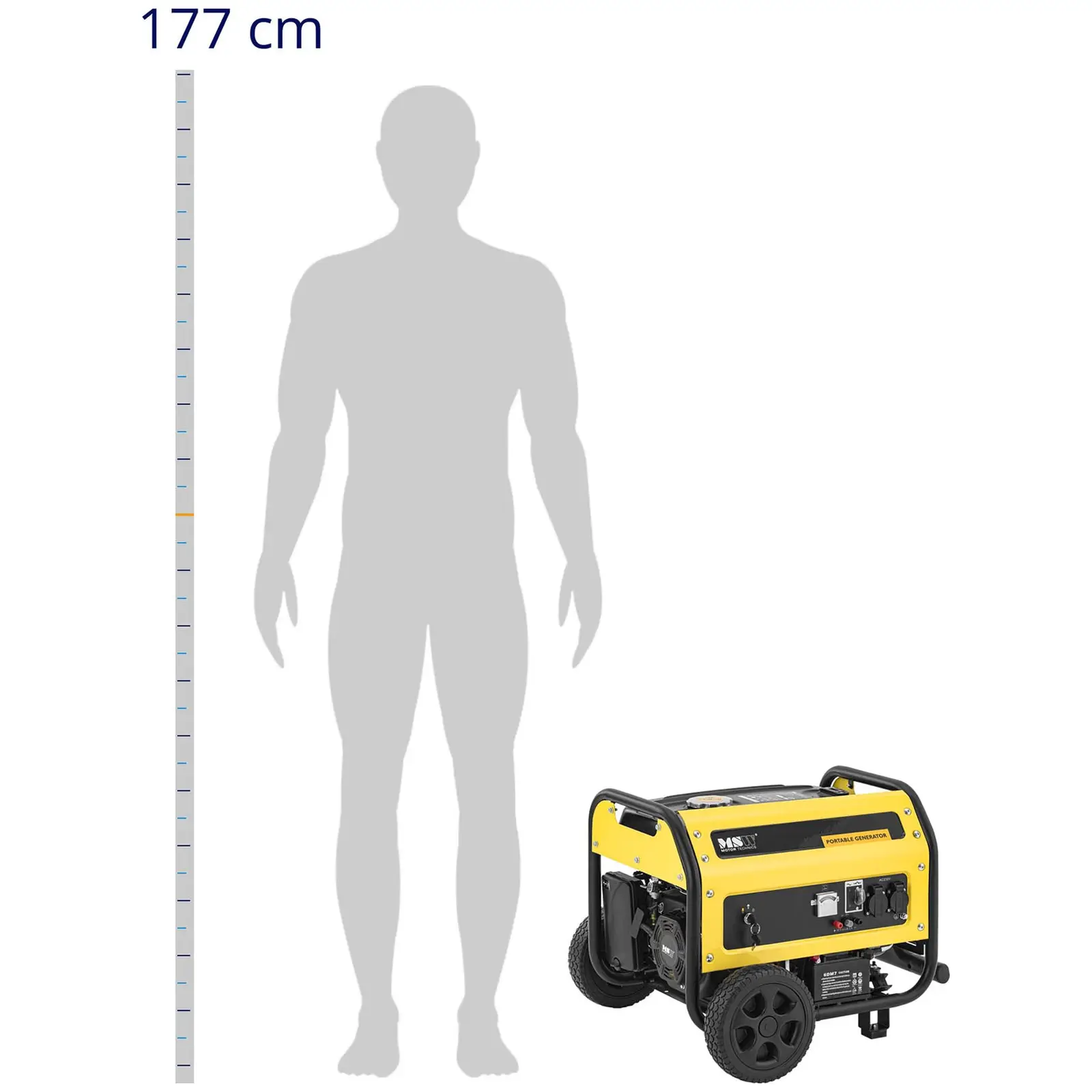 B-zboží Benzínový generátor - 2700 W - 230 V AC / 12 V DC - nádrž 15 l - ruční startování/elektrický pohon (12V výstup: Ano)
