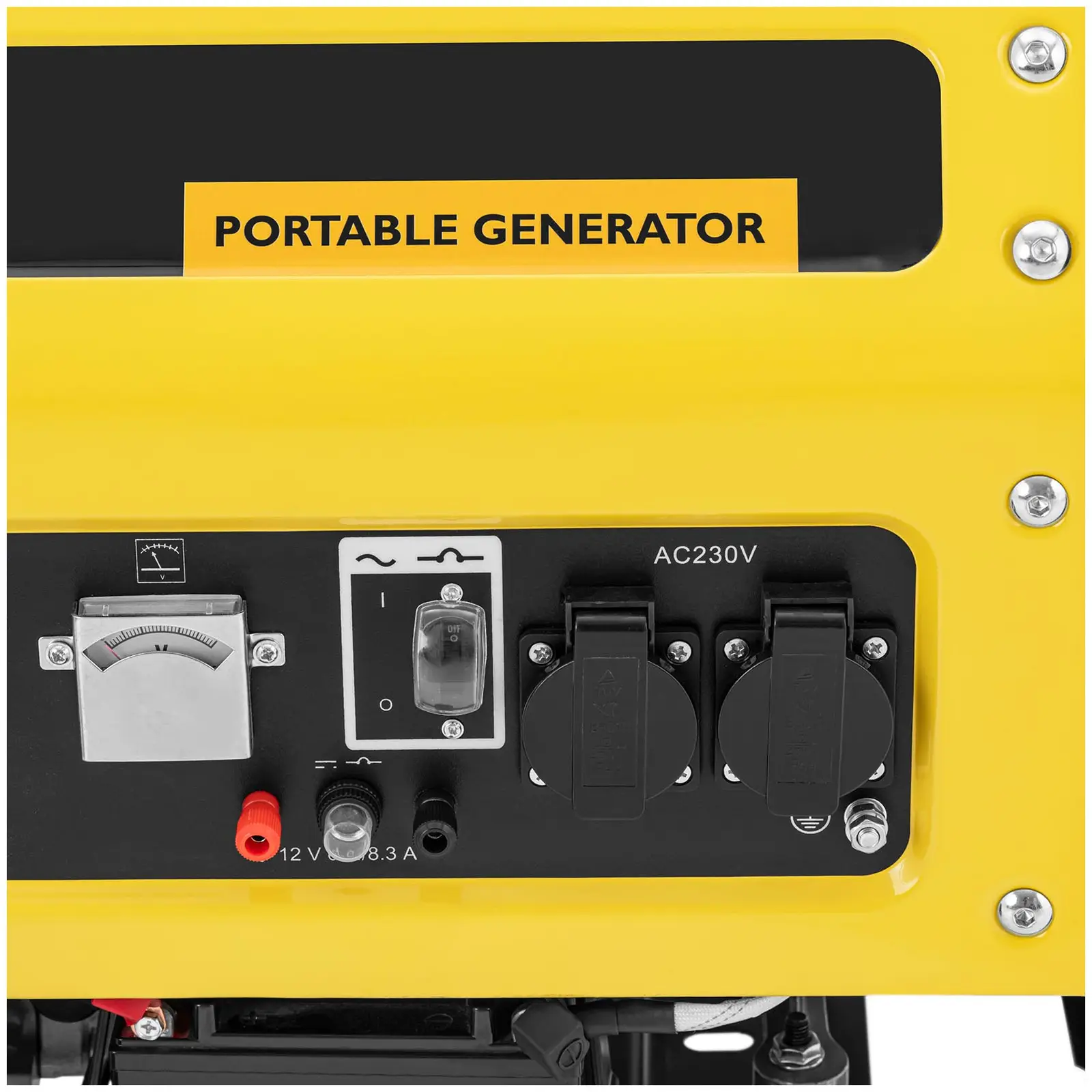 B-zboží Benzínový generátor - 2700 W - 230 V AC / 12 V DC - nádrž 15 l - ruční startování/elektrický pohon (Délka lana: 1.5 m)