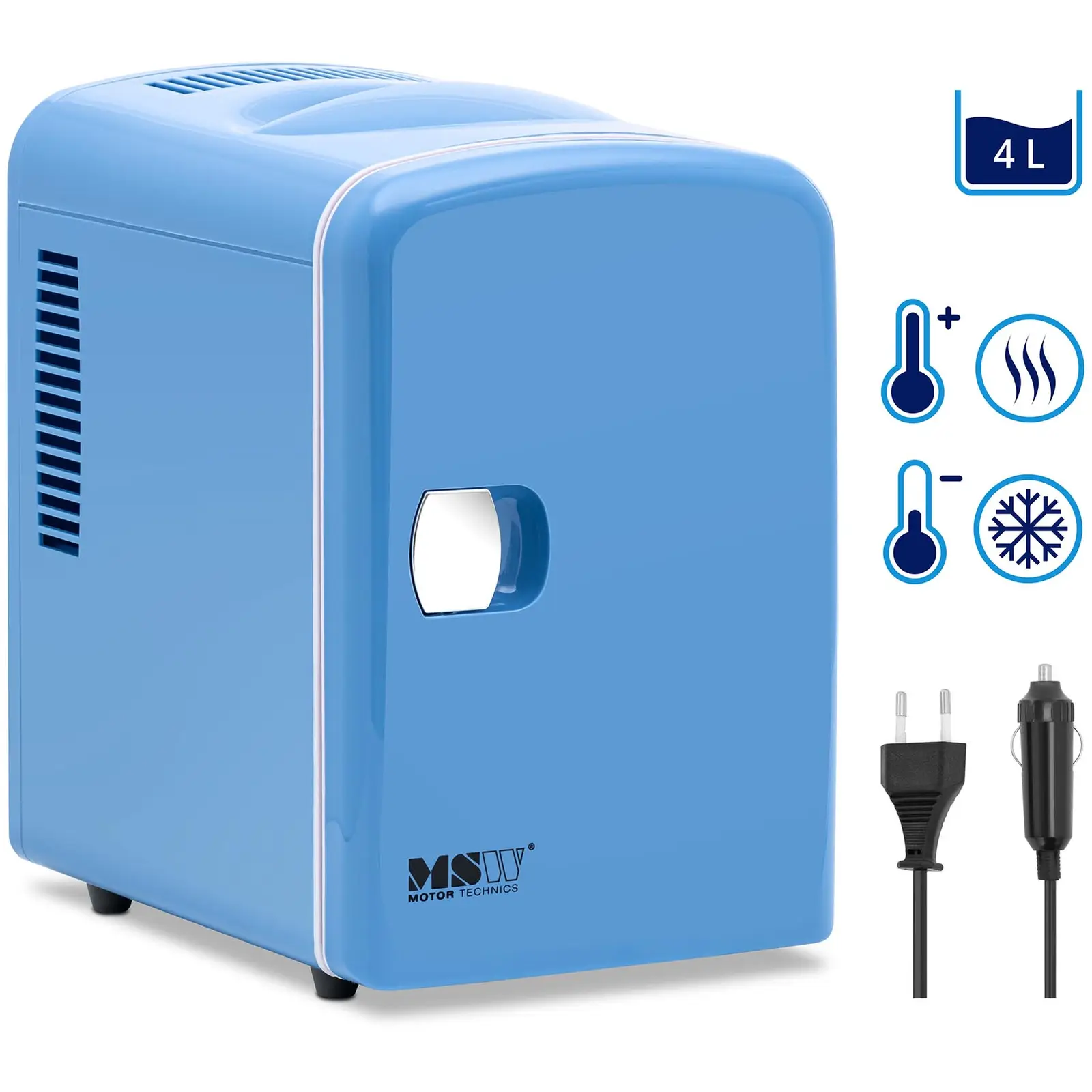 Levně Mini chladnička 12 V / 230 V zařízení 2 v 1 s funkcí ohřevu 4 l modrá - Přenosné elektrické chladničky MSW