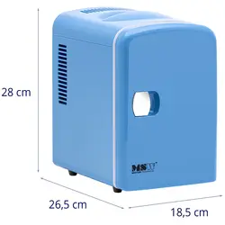 Mini chladnička 12 V / 230 V - zařízení 2 v 1 s funkcí ohřevu - 4 l - modrá