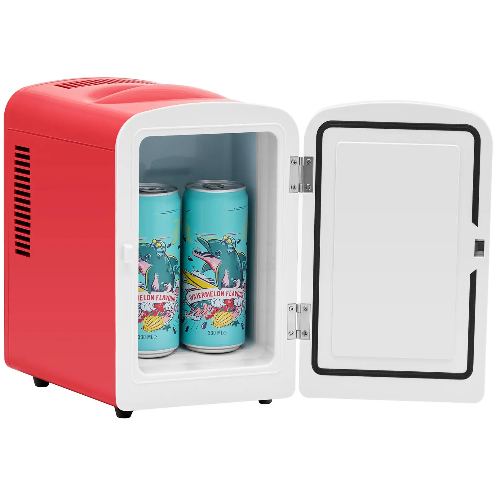 Mini-køleskab 12V 230V - varmefunktion - 4 l - rødt