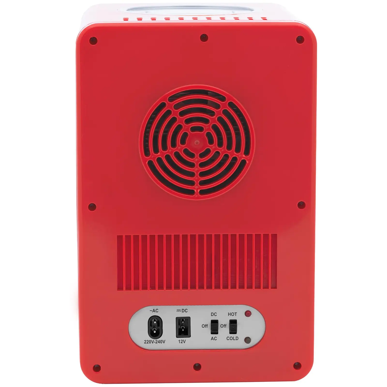 Mini chladnička 12V / 230V – 2v1 s funkciou udržiavania teploty – 6 L – červená/strieborná