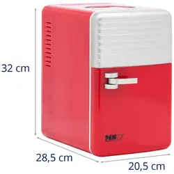 Mini-køleskab 12V 230V - varmefunktion - 6 l - rødt og sølv