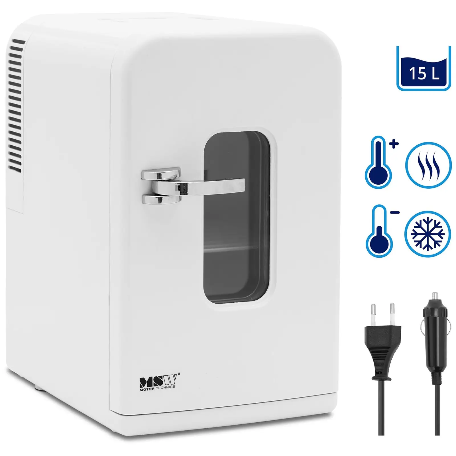 Mini-køleskab 12V 230V - varmefunktion - 15 l - hvidt