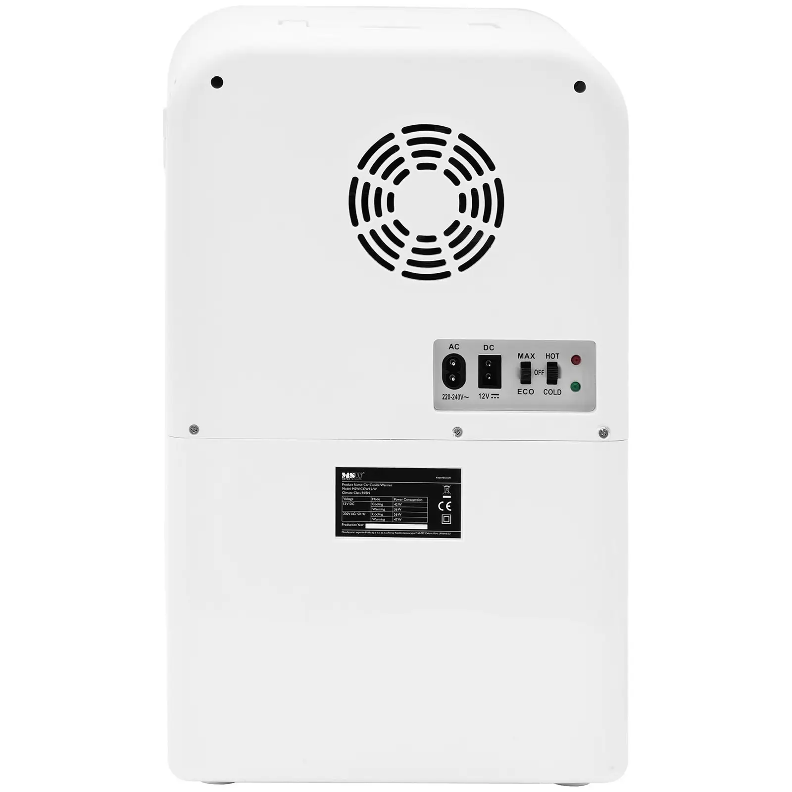 Mini refrigerador 12 V / 230 V - aparato 2 en 1 con función de mantenimiento de calor - 15 L - blanco