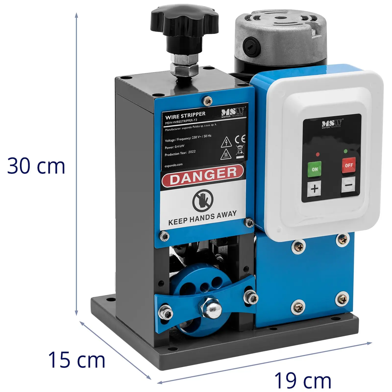 Loupačka kabelů - 400 W - 1 vložka - 0 až 20 m/min (Materiál: Pružinová ocel)