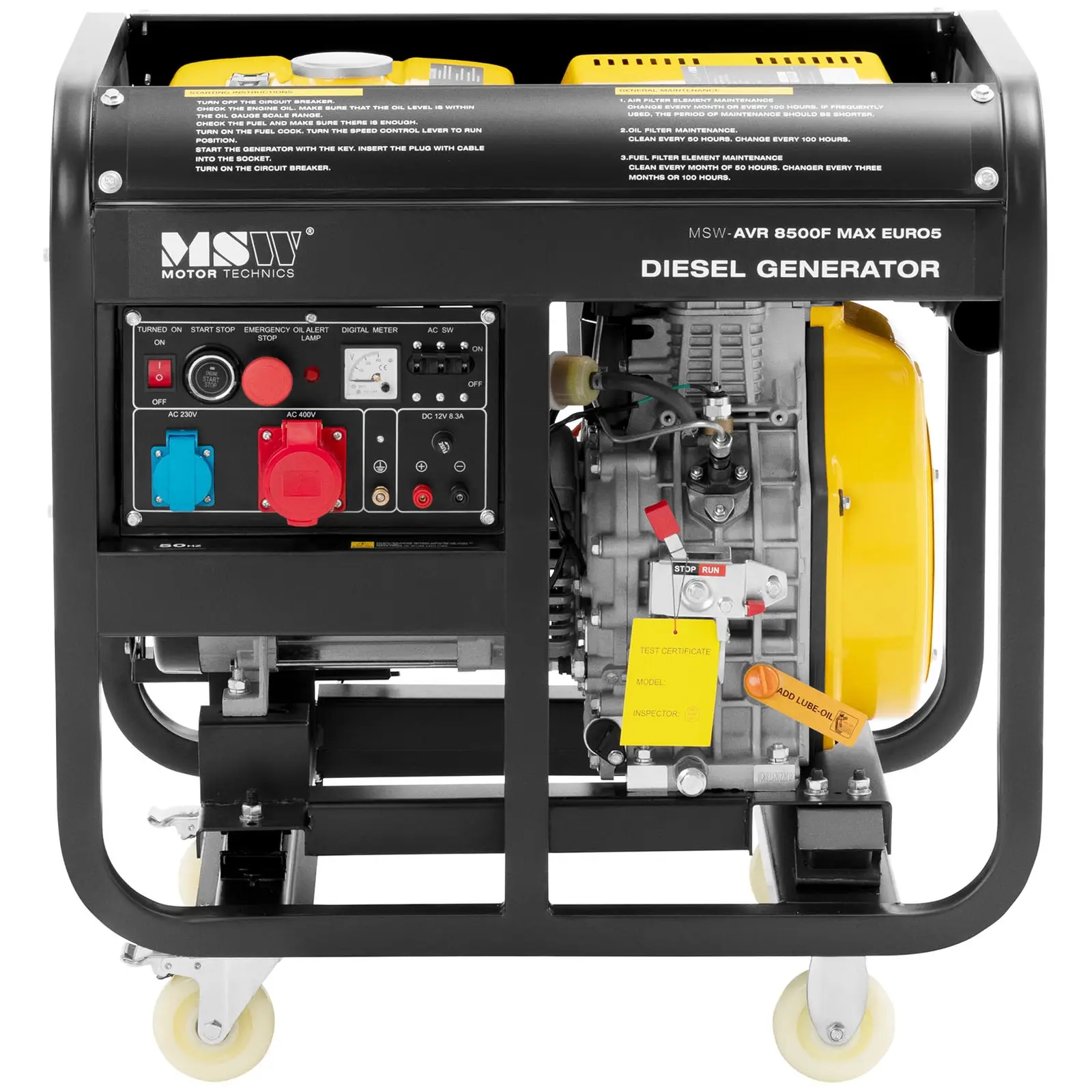 Dieselová elektrocentrála - 2830 / 8500 W - 30 l - 240/400 V - přenosná - AVR - Euro 5 (Držadla: Ano)