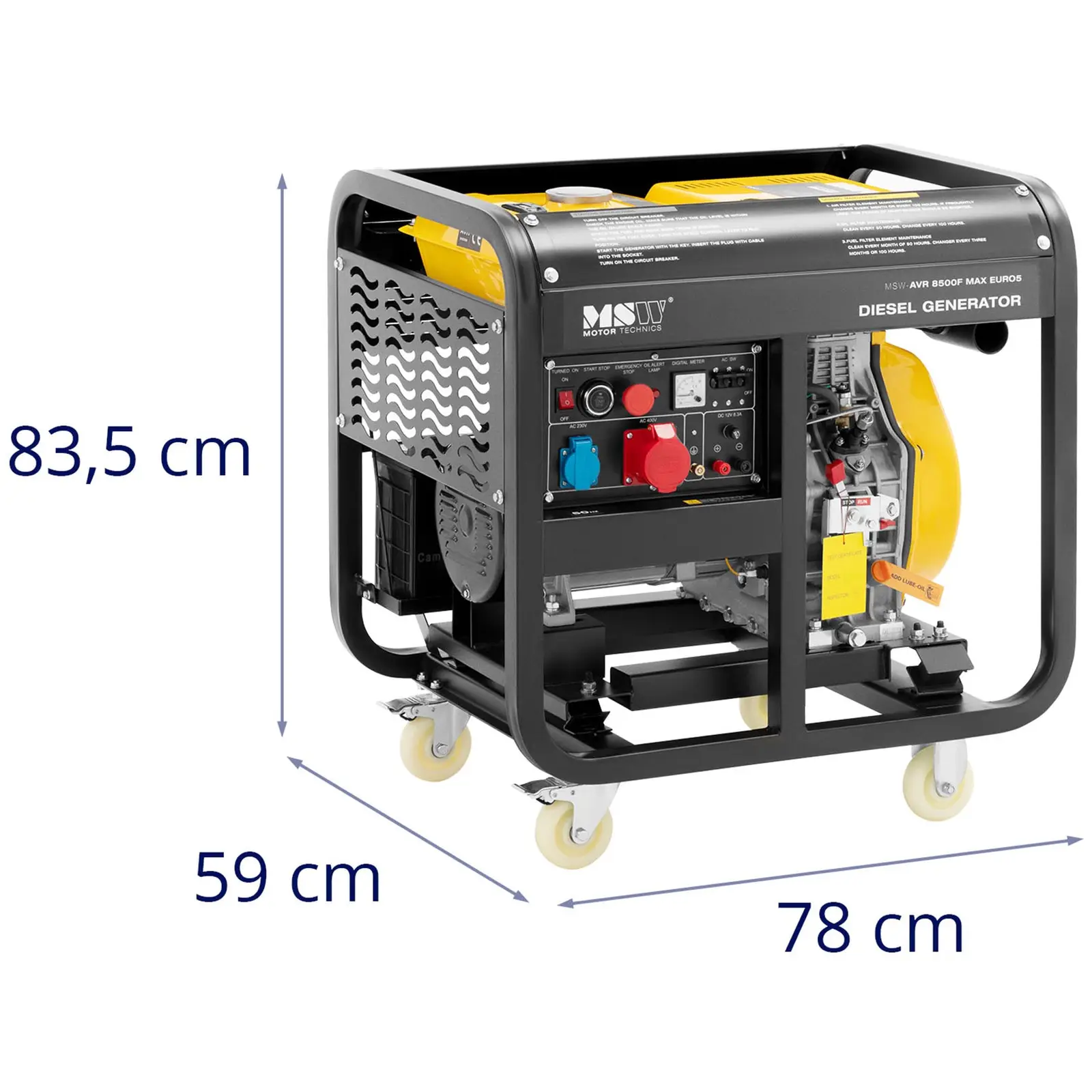 Factory second Diesel Generator - 2830 / 8500 W - 30 L - 240/400 V - mobile - AVR - Euro 5