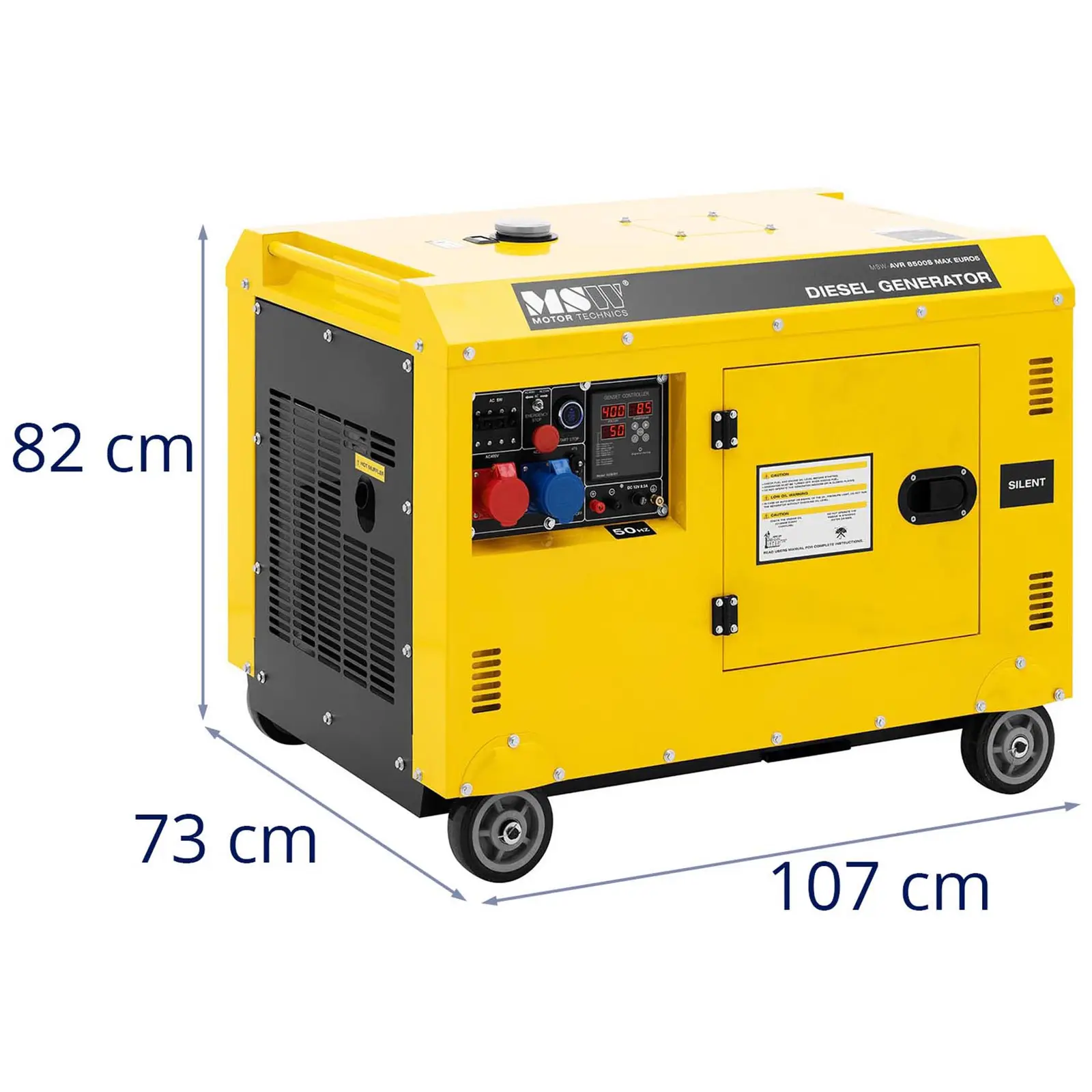 Groupe électrogène diesel - 7220 / 8500 W - 30 L - 240/400 V - mobile - AVR - Euro 5 (Bouton d’arrêt d'urgence: Oui)