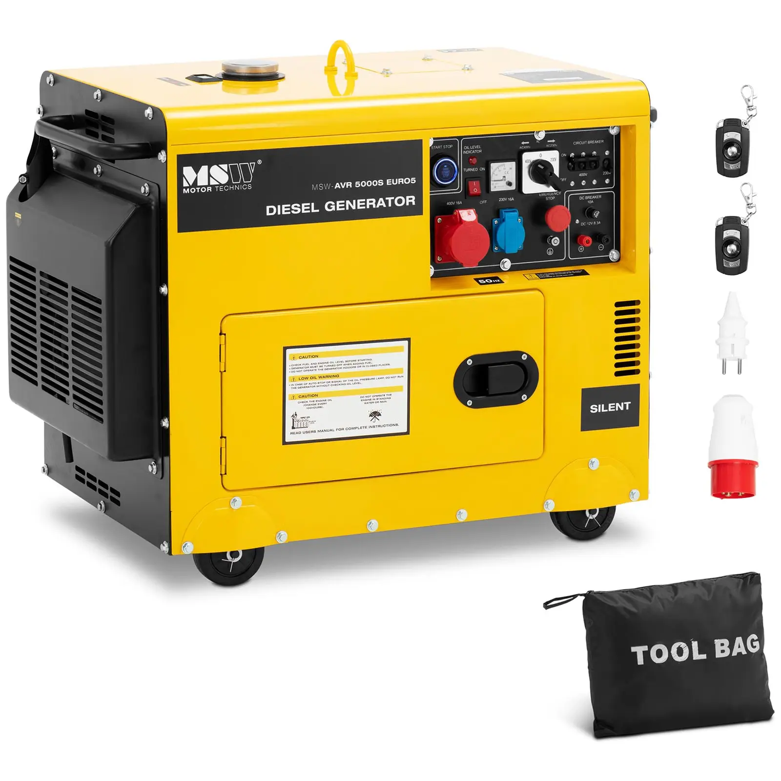 Tweedehands Noodgenerator diesel - 4250 / 5000 W - 16 L - 240/400 V - mobiel - AVR - Euro 5