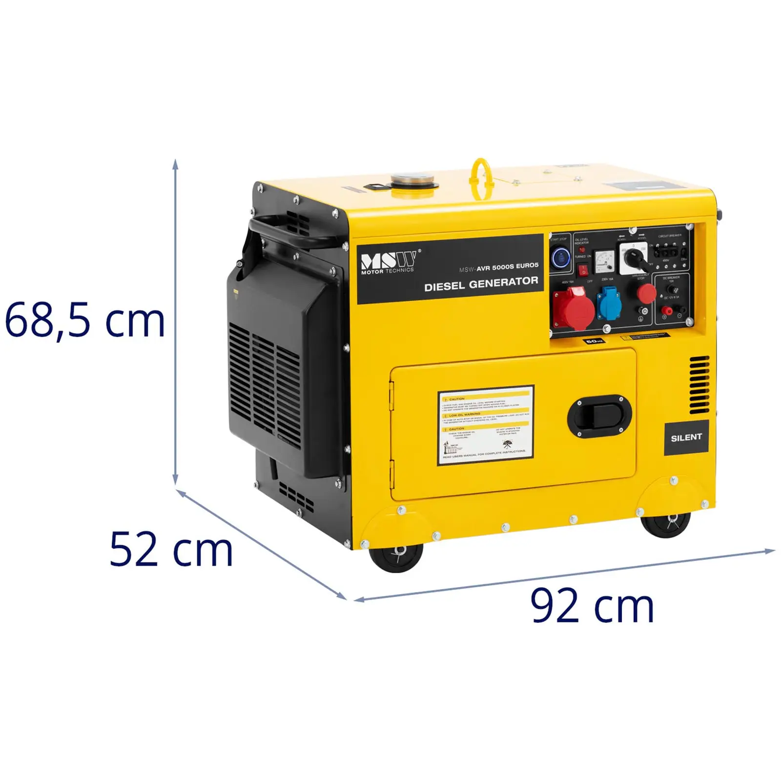 Kakkoslaatu Dieselaggregaatti - 4250 / 5000 W - 16 l - 240/400 V - liikuteltava - AVR - Euro 5