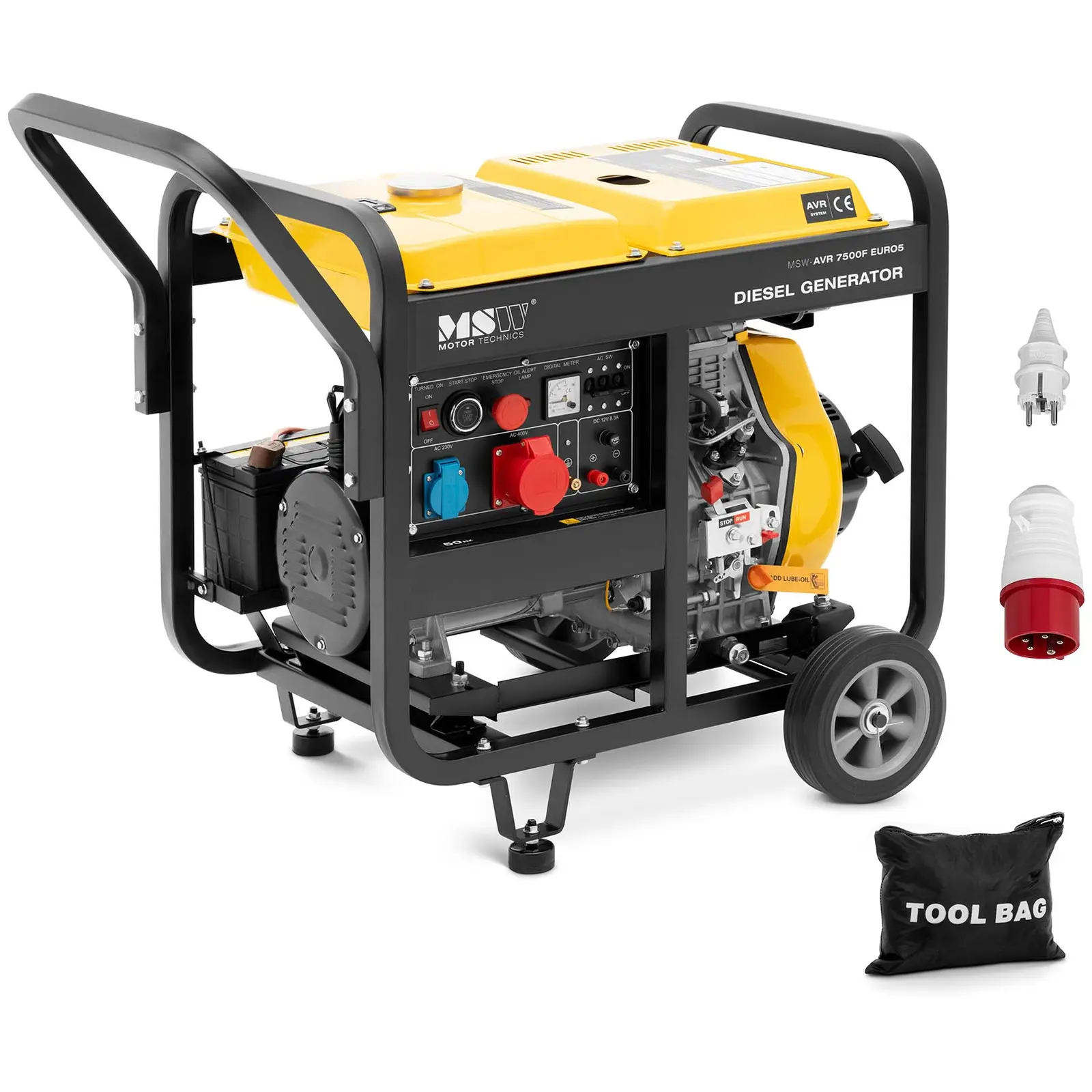 Aggregátor - 2500 / 7500 W - 12,5 l - 230/400 V - mobil - AVR - Euro 5