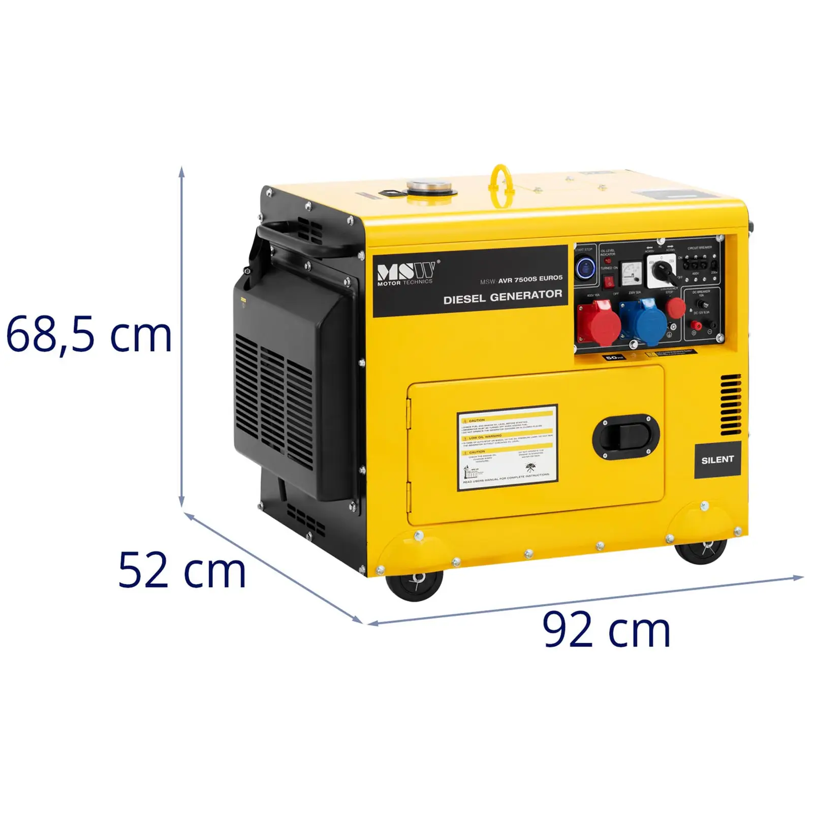 Dieselový núdzový generátor - 6370 / 7500 W - 16 l - 230/400 V - mobilný - AVR - Euro 5