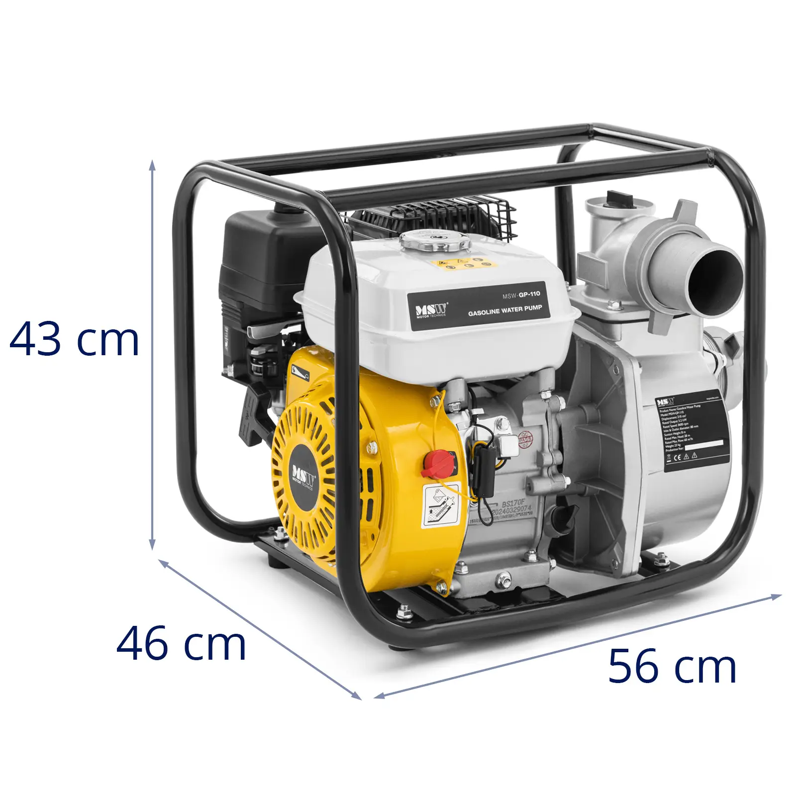 Wasserpumpe / Schmutzwasserpumpe - 7 PS - 3600 U/min - 60 m³/h