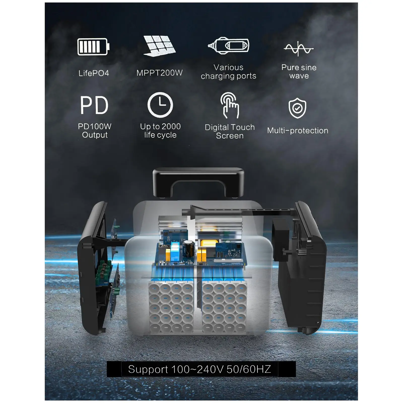 Central eléctrica portátil - 512 Wh - até 1,4 kW - 100-240 V